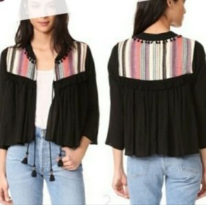 RAHI CALI Boho Top | Open Front | Tassel Tie | Flowy Fit | size Small